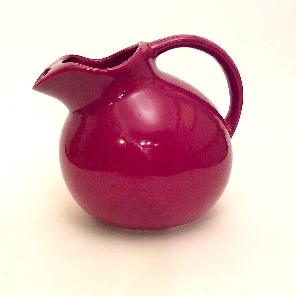 Vintage Maroon Ball Pitcher by Hall